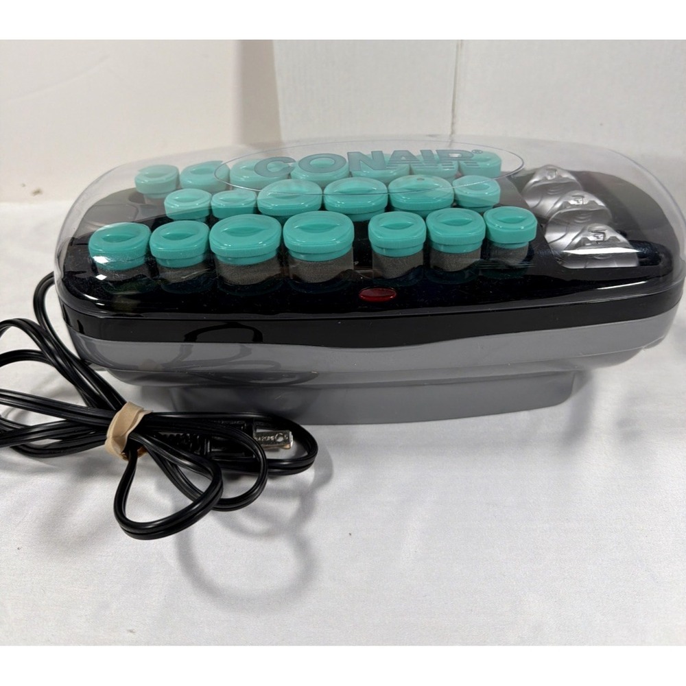 Conair CHV26R Heated Flocked Hot Rollers Multi Size Teal Gray Tested Works